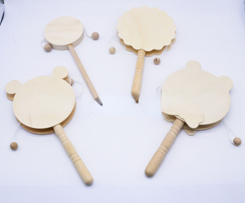 Può possedere il modello della mano bianco embrione sonaglio Graffiti legno bambini reparto caldo creativo Multi-play manuale tamburo divertente giocattolo regali