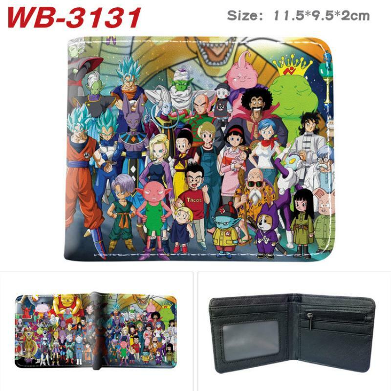 Cartera corta de dibujos animados de Super Dragon Ball Z, dos pliegues Pu de cartera de cuero, cubierta protectora, bolsa de tarjeta de almacenamiento de capacidad