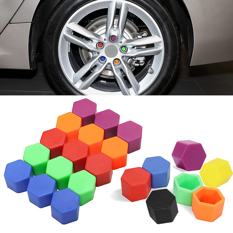 20Pcs 17mm 19mm 21mm Black Car Wheel Caps Bolts Covers Nuts Silicone Anti Rust Cover Auto Wheel Hub Protectors Styling Screw Cap