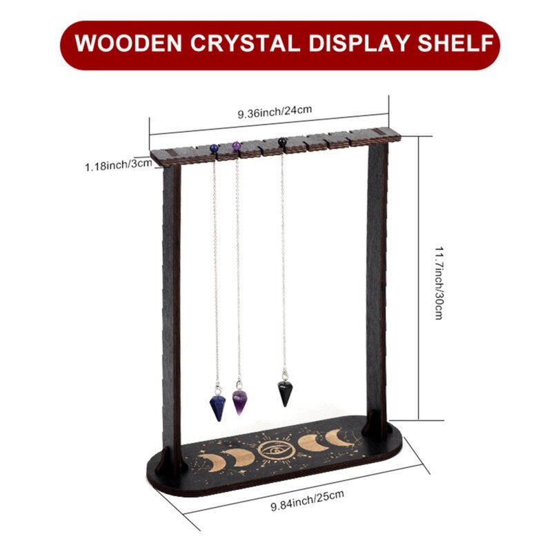 Soporte de exhibición de péndulo de madera, soporte de exhibición de péndulo de espiga, soporte de cristal Wiccan de madera, organizador de regalo de brujería