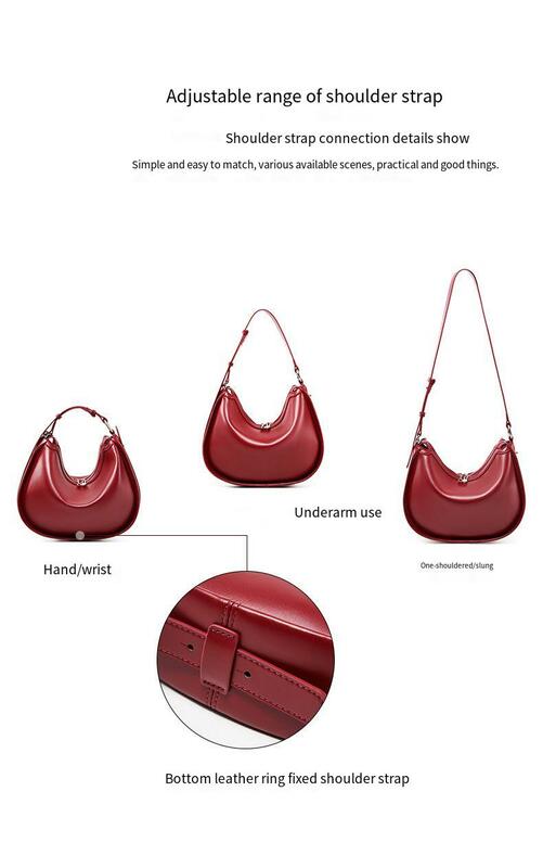 Bolsa de couro para mulheres, versátil bolsa transversal axilar, bolsa luxuosa, nova moda