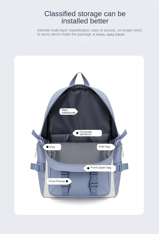 Vincine-conjunto de mochila de quatro peças, bolsa de ombro feminina, bolsa crossbody, estojo, bolsa de computador de grande capacidade