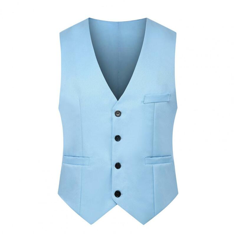 Mannen Vest Effen Kleur Single-Breasted V-hals Mouwloze Lente Vest Voor Werk 2022 Jurk Vesten Voor Mannen Slim fit Mannen Pak Vest