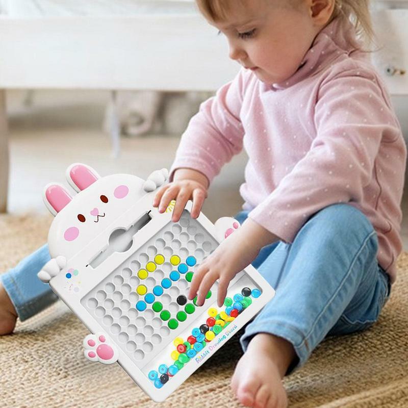 Tablero de dibujo magnético con forma de conejo, con bolígrafo magnético, tablero de juego educativo para escritura temprana, tableta magnética con cuentas para niños