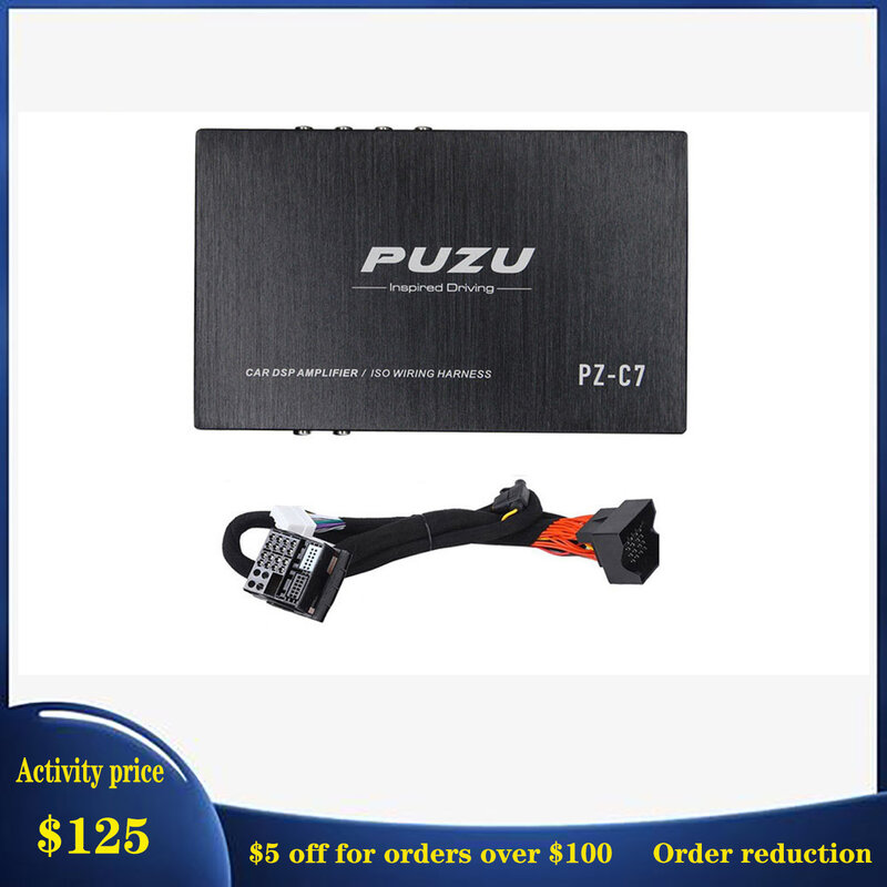 PUZU PZ-C7 와이어링 하니스 4X150W 차량용 DSP 앰프, 자동차 라디오 사운드 업그레이드, 디지털 오디오 신호 프로세서, 현대 VOLKSWAGEN