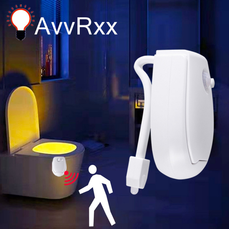 Inteligente sensor de movimento pir toalete assento noite luz, luz de fundo impermeável para vaso sanitário tigela, luminária led luminária, wc luz, 7 cores