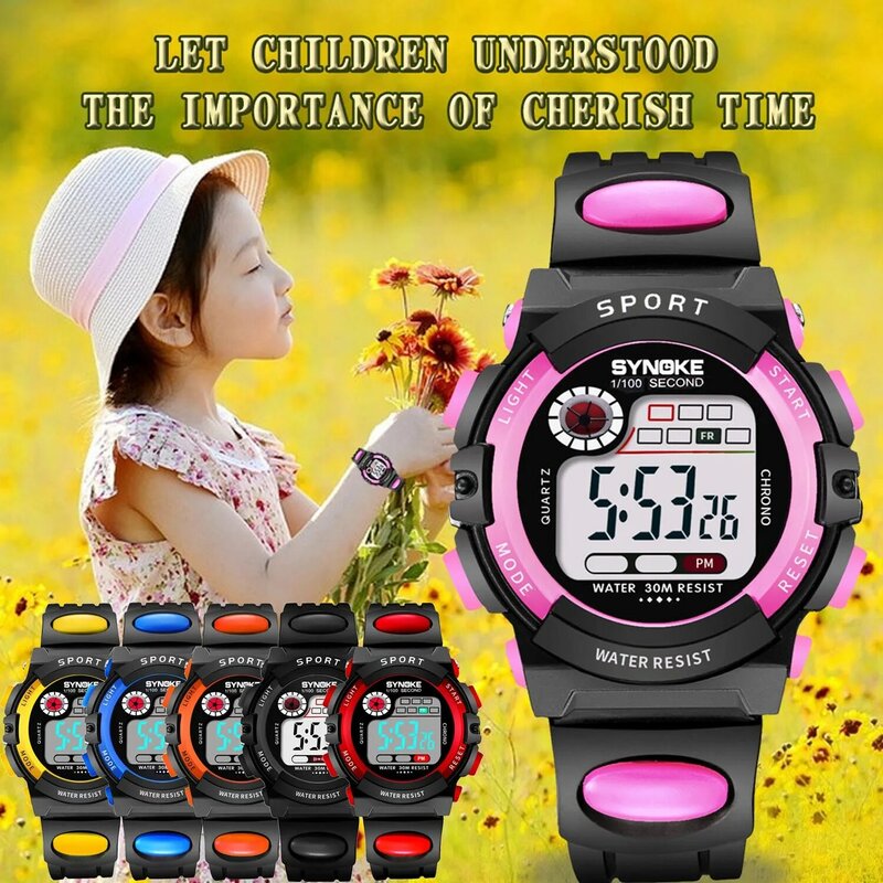 어린이용 디지털 전자 시계, 방수 스포츠 LED 시계, 어린이 소년 소녀, 신제품