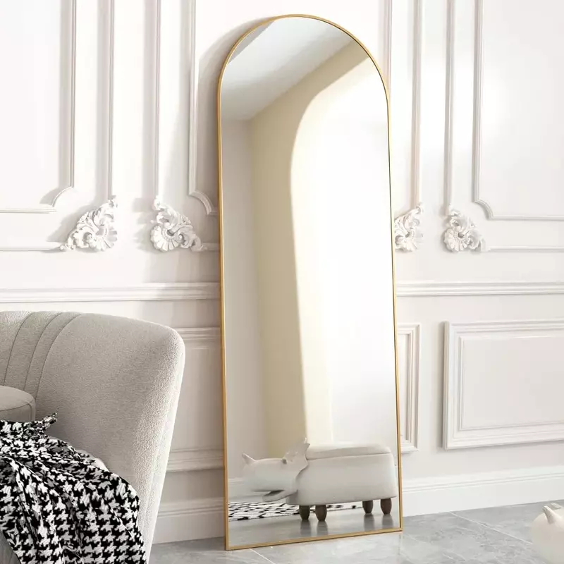 Espejo montado colgante de 64 "x 21", marco de aluminio, decoración moderna y sencilla para el hogar, sala de estar, dormitorio, guardarropa, dorado, de longitud completa