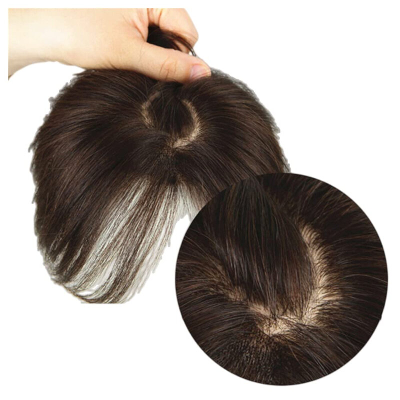 Glueless peruca reta, clip-on topper de cabelo humano, extensão reta, capa branca, cabelos esparsos, peruca, 100% cabelo humano