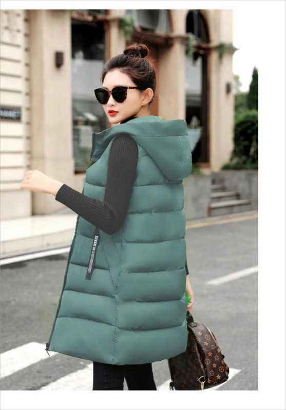 Gilet autunno inverno gilet donna 2023 giacca senza maniche femminile cappuccio caldo gilet lungo giacca Feminino Outwear