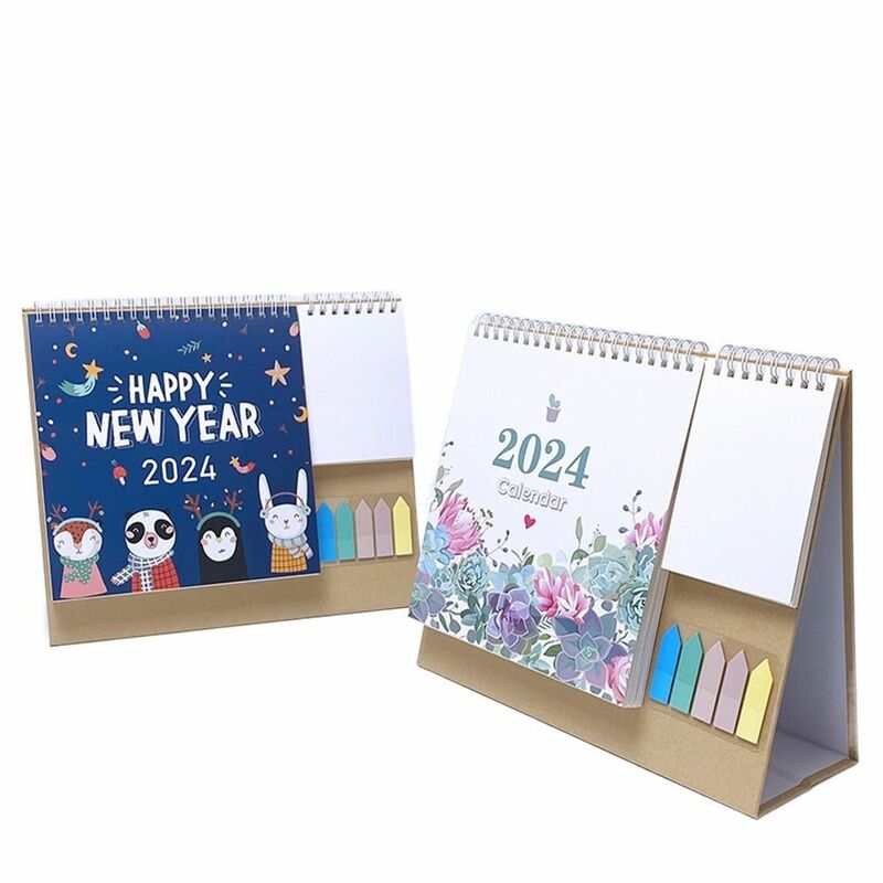 Jan 2024 - Dec 2024 2024 Desktop Calendar Creative Thick Paper Monthly Calendar Planner To-do List Memo Pages Daily Schedule