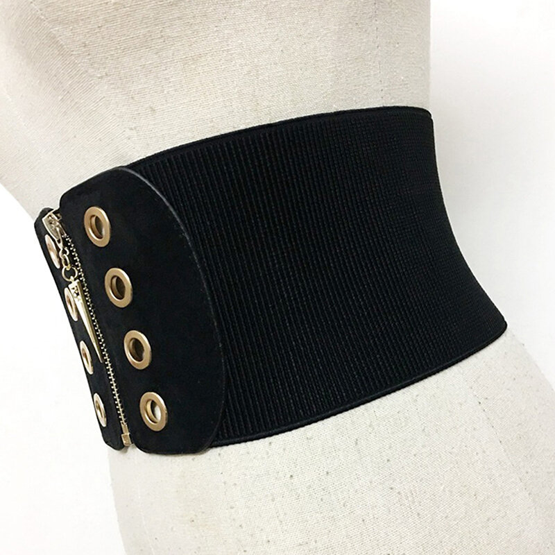 Cinturón de corsé Ultra ancho para mujer, cinturones negros delgados, estilo de cuerpo elástico, cintura alta, cinturones elásticos para vestido, moda femenina