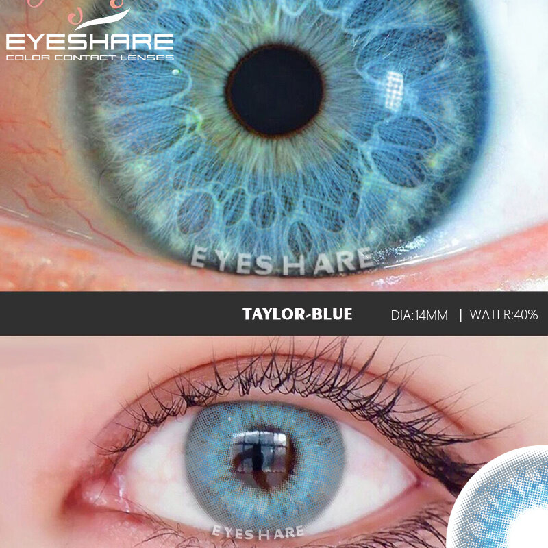 Eyeshare 2 lentes de contato da cor de pcsr para os olhos lentes coloridas azuis naturais taylor lente de contato cosméticos bonitos da pupila anual
