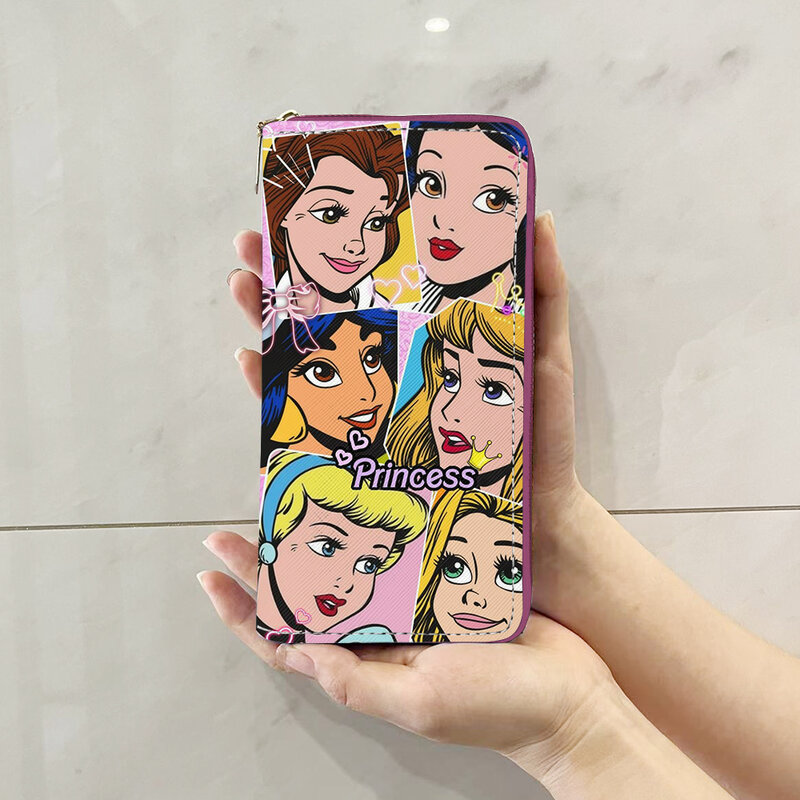 Disney Princess Beauty Beast tas kerja Anime dompet ritsleting kartun tas koin kasual dompet penyimpanan kartu tas tangan hadiah uniseks