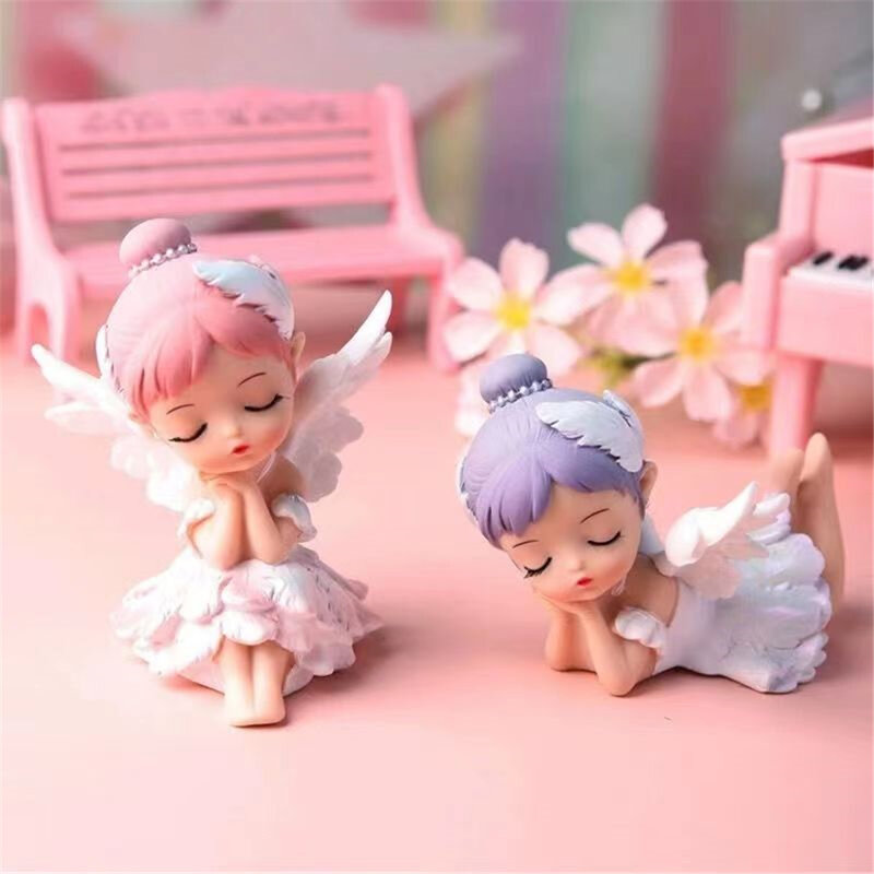 Cartoon Bailarina Angel Statue Figurines, Desktop Decor, Adoráveis Miniaturas, Ballet Decorativo Girl, Dashboard Decoration, Bonito