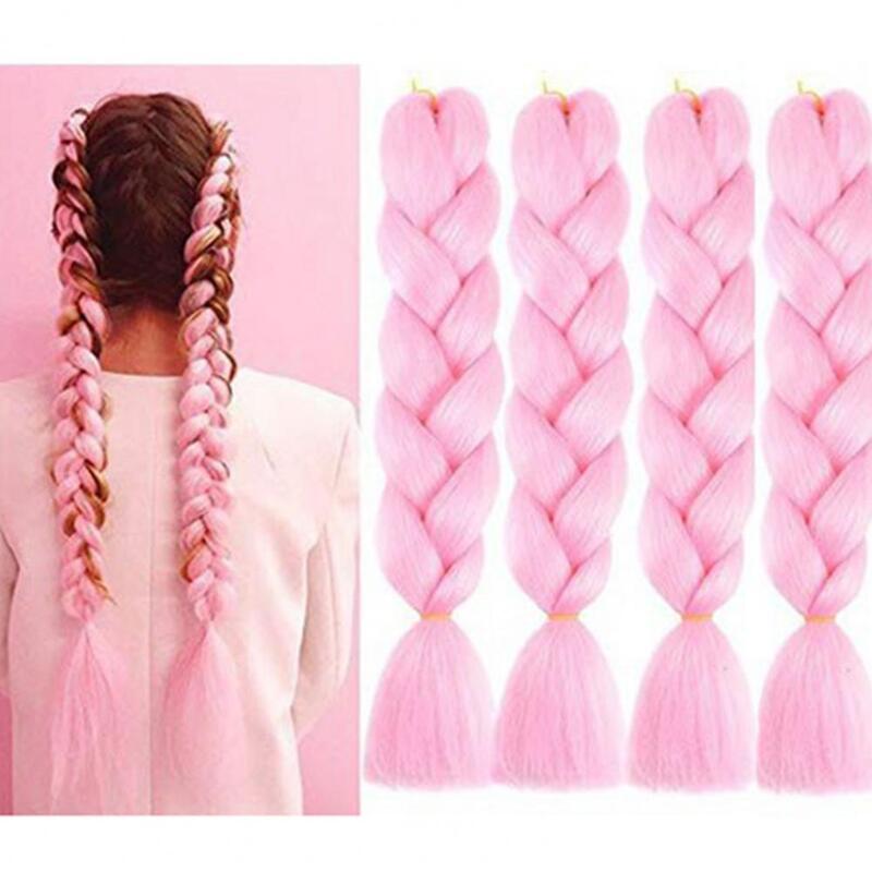 Peruca sintética de cabelo gradiente colorido para mulheres, peruca pigtail natural, fibra de alta temperatura, estilo hip hop, extensões de cabelo, 60cm