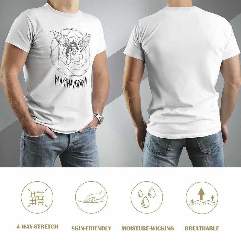 MAKTHAVERSKAN-T-shirt noir en coton pour homme, animé