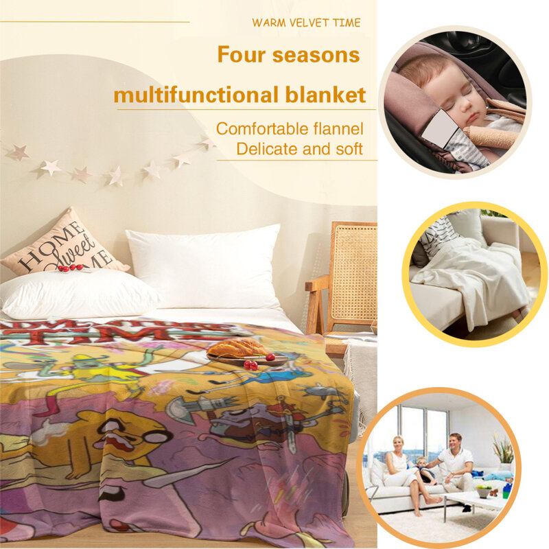 Мультяшное забавное приключение, дневное одеяло, Фланелевое семейное одеяло для гостиной, плюшевое одеяло для сна, простыня для путешествий, кемпинга