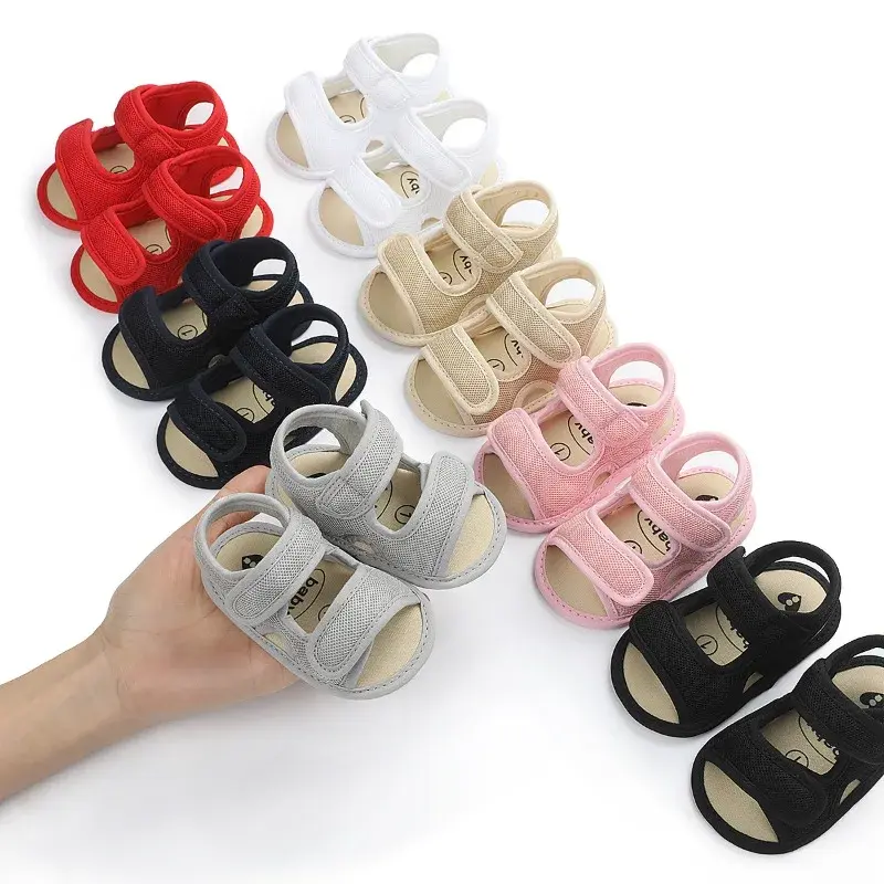 0-18 M estate Unisex sandali per bambini scarpe da bambina tinta unita panno netto traspirante ragazzi sandali per bambini sandali per neonate