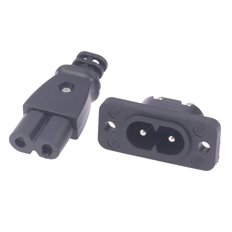 Male Power Socket Female Plug Power Outlet Embedded Electric Connector AC 2.5A 250V 8-Shaped Plug Socket