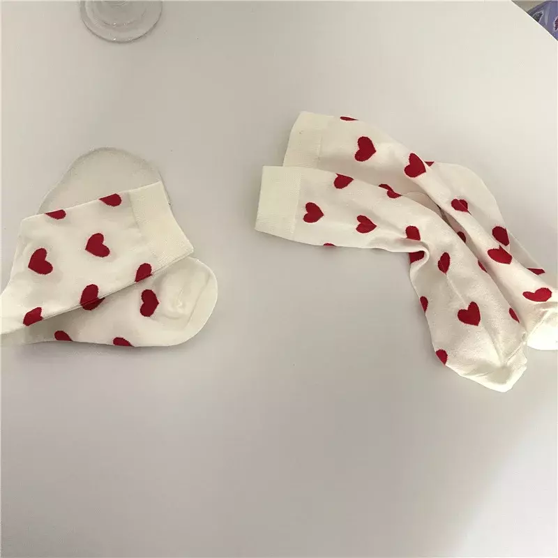 Носки мужские хлопковые с забавным рисунком красного сердца