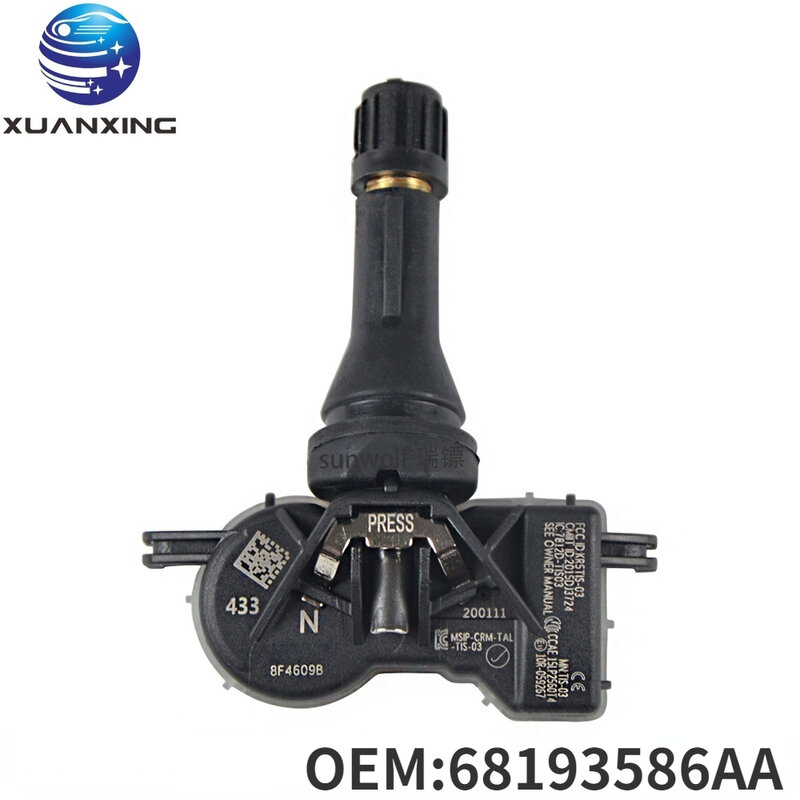 68193586AA TPMS czujnik ciśnienia w oponach System monitorowania 433MHz wysokiej jakości dla Dodge Dart Jeep Compass