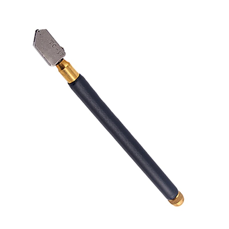 TOYO-cortador de vidrio y aceite con mango de Metal, herramienta de corte de cabeza recta de diamante, color negro, 17,5 cm, TC-17