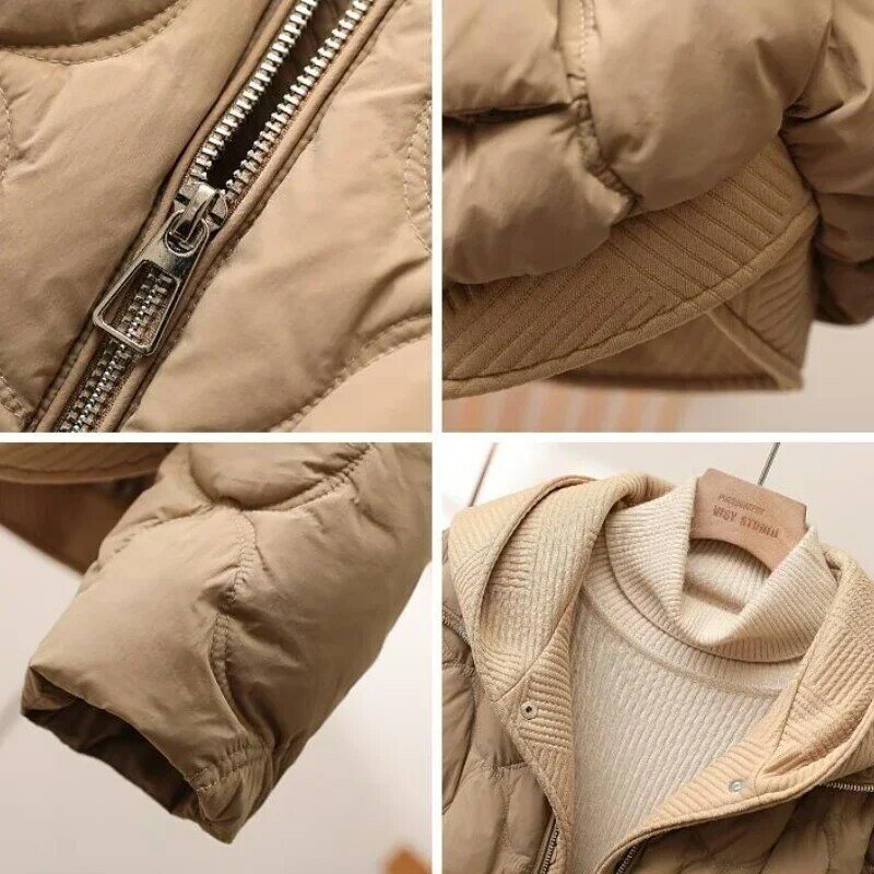 M-3XL Hooded Zipper Parkas Women Fake Two Piece Clothing Windbreak Warm Fashion Kpop Casual 4-Colors Pockets Vintage Minimalist