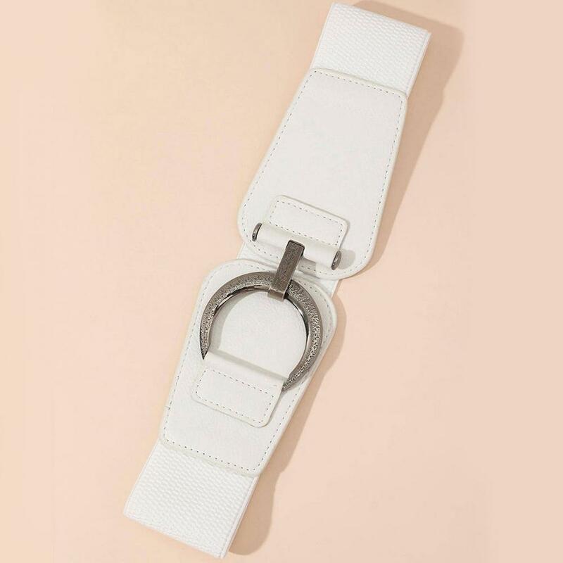 Adjustable Hook Waistband Elastic Corset Belt Set with Metal Hanging Buckle Wide Cummerbunds Imitation Leather Waist for Body