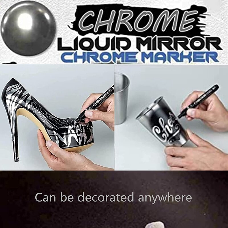 Pena Spidol Cermin Cair Haile Pena Spidol Perak Pena Cat Reflektif DIY Spidol Cermin Pena Karya Seni Metalik Ujung Krom