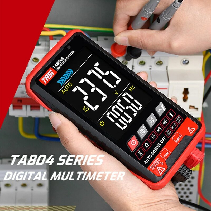 TASI-TA804B Multímetro Digital, Auto Tester, Multímetros, Tela Colorida HD, Ultrafinos Inteligente, OHM NCV, DC, Medidor de Tensão AC