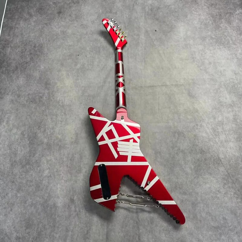 Guitarra elétrica com 6 cordas, corpo vermelho do metal e prata tiras, Rose Wood Fingerboard, Maple Wood Track, Real Factory Imagem