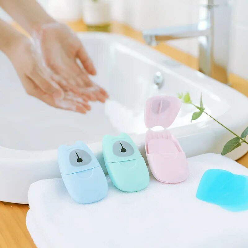 Sabun Mini kertas cuci tangan portabel, aksesori kamar mandi jenis tarik mendaki berkemah bepergian luar ruangan untuk dapur Toilet