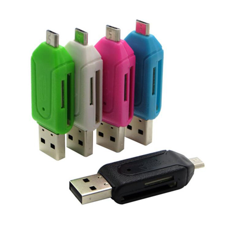 Random Color 2 In 1 USB 2.0 OTG Memory Card Reader Adapter Universal USB TF Card Reader For Phone Computer Laptop