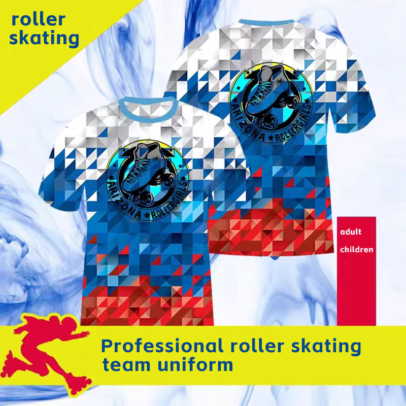 Children's roller skating team uniform, customized quick drying T-shirt, training uniform, customized balance bike riding unifor