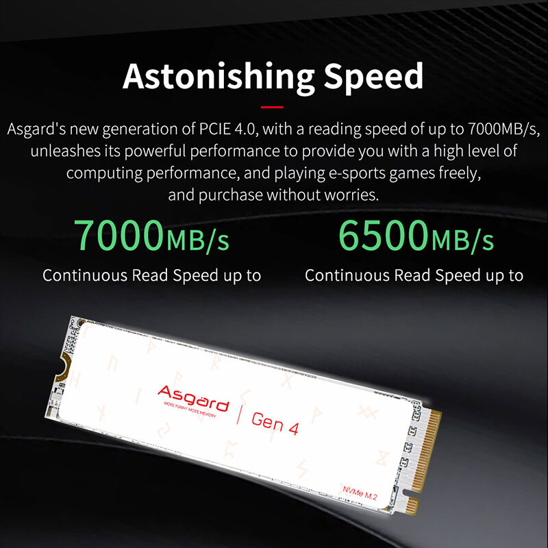 Asgard-disco duro interno M2 SSD GEN4 M.2 2280 Pcle 4,0 X4 NVMe 1TB 2TB