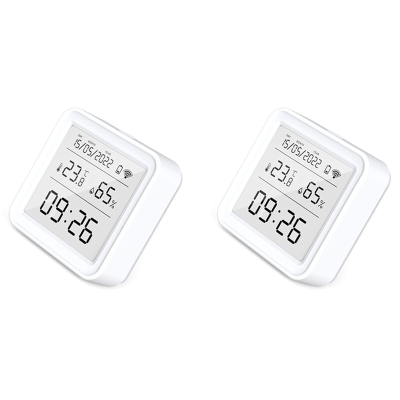 2X Tuya WIFI Temperature Humidity Sensor Indoor Hygrometer Thermometer Detector Smart Life Remote Control