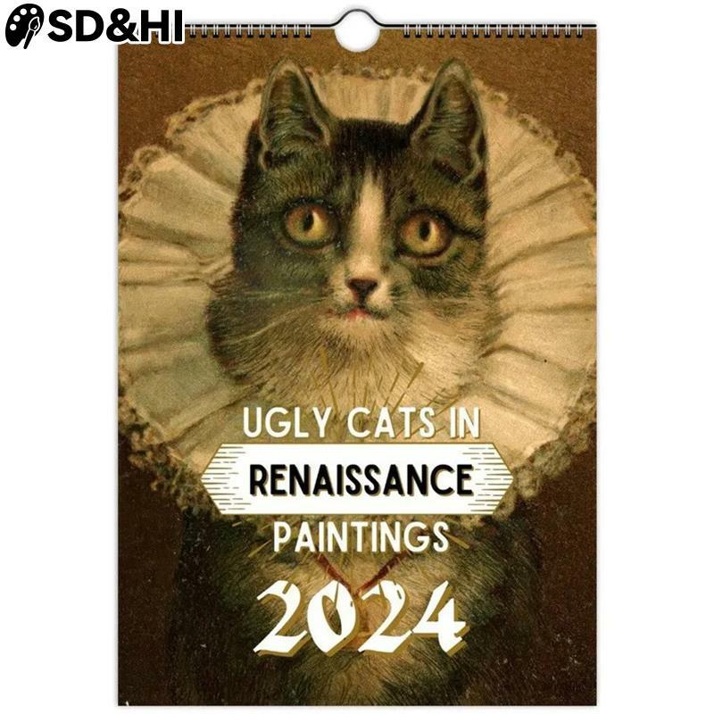 جدار معلق التقويم للحيوانات الاليفة ، القط لطيف ، تخطيط الوقت ، الحيوان الإبداعي ، فن مضحك ، 2024