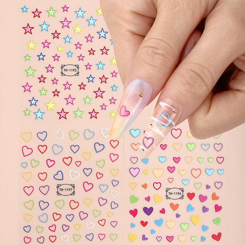 Manicure Accessories Beauty 2D Star Gradient Design Gel Nail Art Fashion False Nails Jelly Nail Polish Stickers