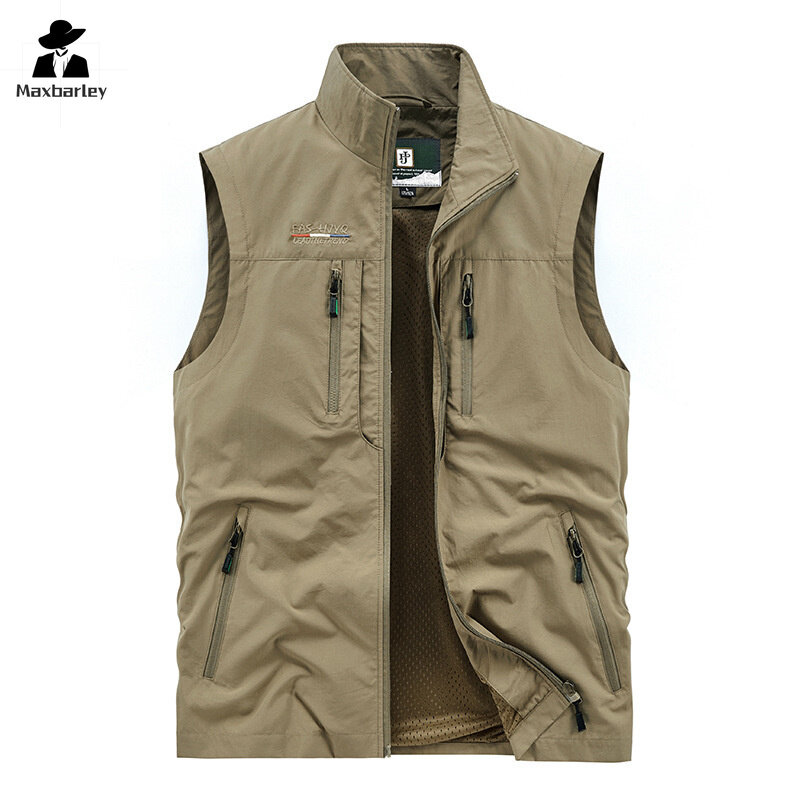 Sleeveless Jacket Vest Men's 2024 Summer Cargo Tactical Hunting Vest Outdoor Photographer Fishing Vest Camping working clothes