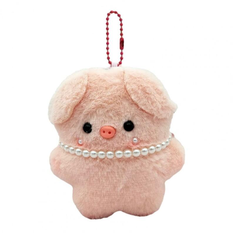 Babi liontin untuk ransel Pink Piggy boneka mewah dengan syal kalung liontin gantungan kunci lembut boneka jimat ransel gantung