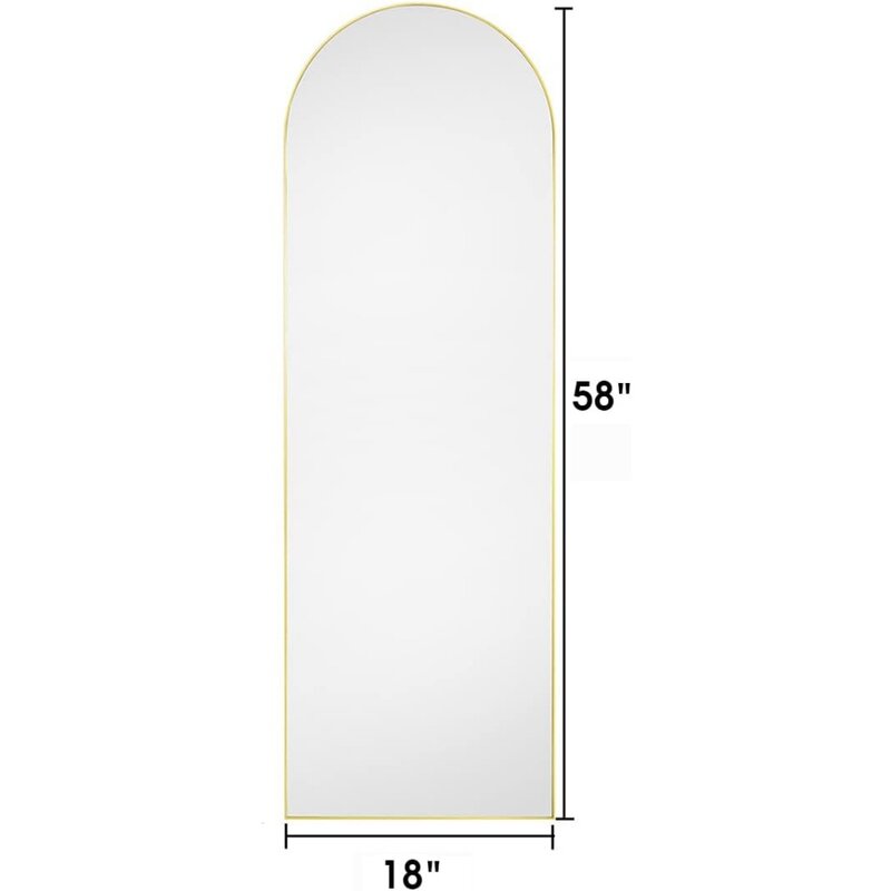 AyeWish-Espejo de suelo de longitud completa, montado en la pared, independiente, espejo grande, 58 "× 18", marco de aluminio