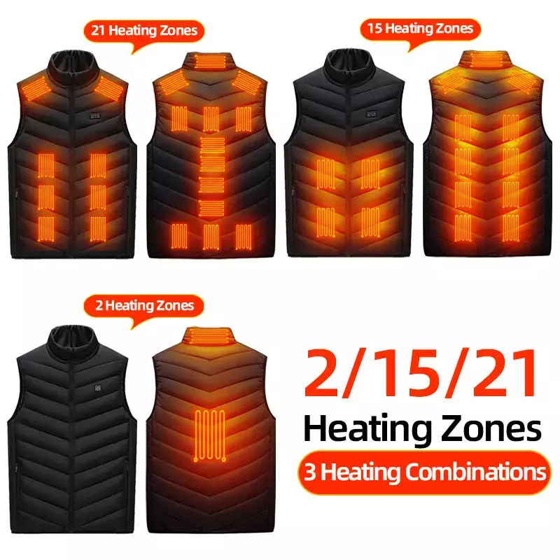 womens Heated Vest For Men Usb Rechargeable Electric Heated Jacket Self Heating Vest Hunting Warming Clothing 21 Areas Heated