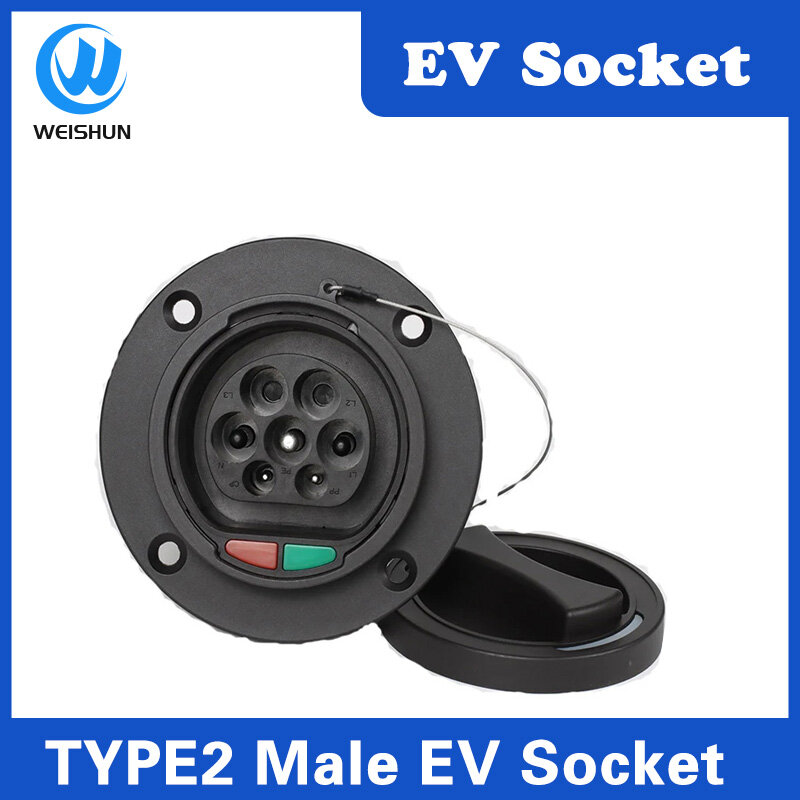 Enchufe macho con Cable para vehículo eléctrico, cargador lateral IEC 62196, tipo 2, EV, 16A, 32A, EVSE, 0,5 m