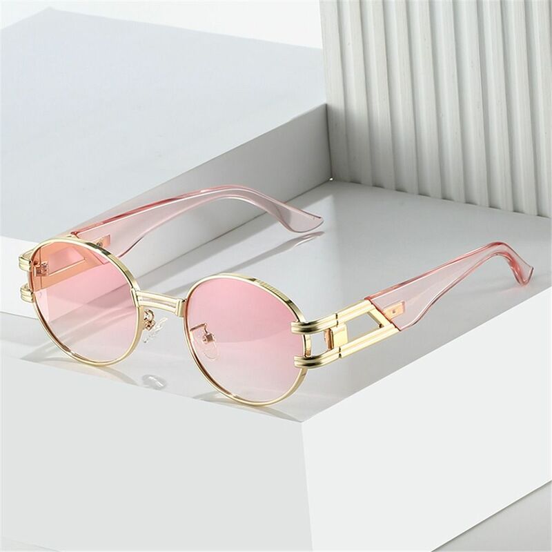 Gothic Oval Punk Sonnenbrille Vintage runde Brille Metallrahmen Sonnenbrille Retro Shades UV400 Schutz Brillen trend ige Brille