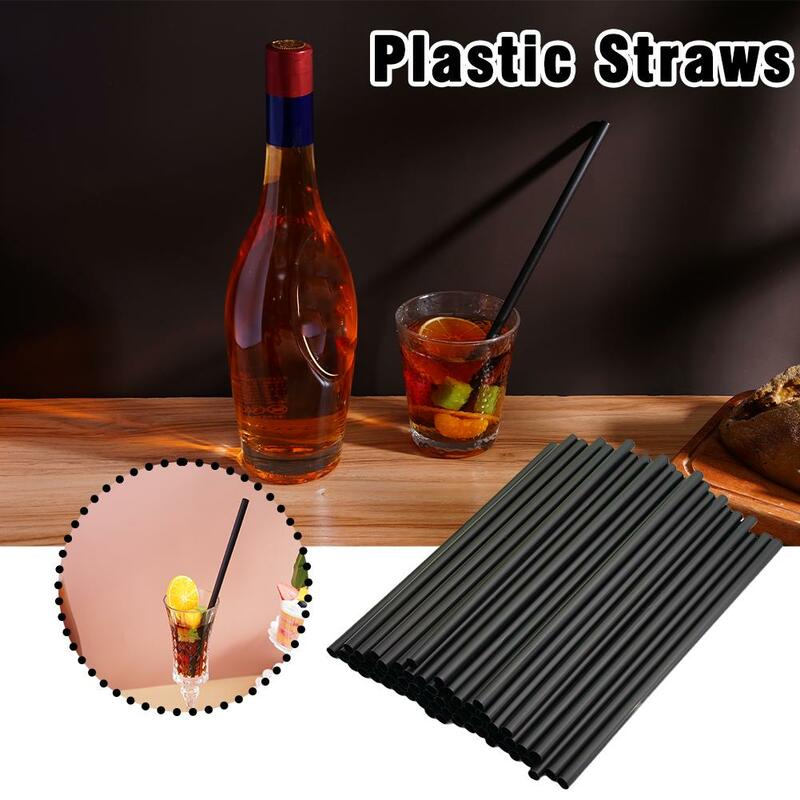 100Pcs Black Drinking Kunststof Straws Bar Party Wedding Kitchen Pajitas Plastique Beverage Straw Wholesale