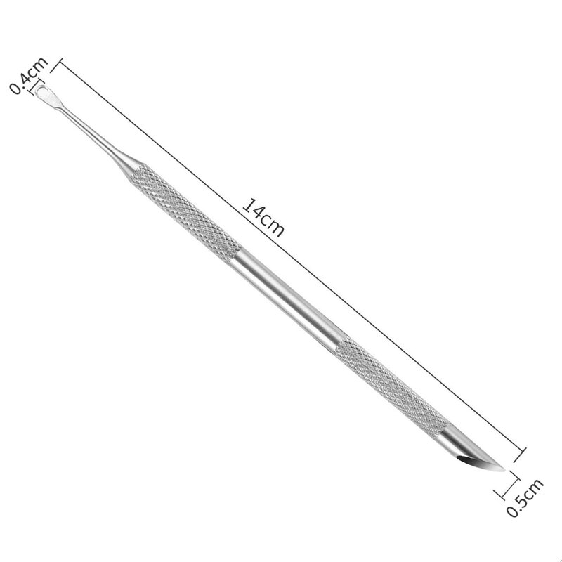 Nail Double-ended Use Stainless Steel Circle Beveled Head Cuticle Pusher Remover Manicure Sticks Tool