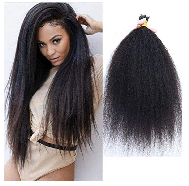 スキニー-黒人女性のためのストレートヘアエクステンション,ケラチン,100人間の髪の毛,パックあたり100個,100個