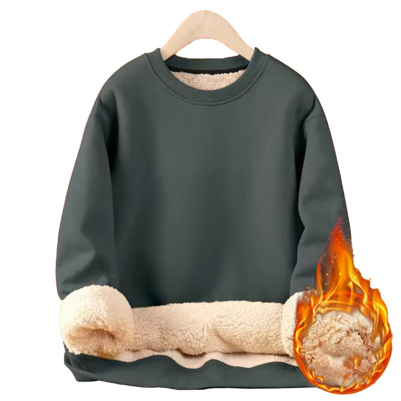 Herren schlichte Sweatshirt Pullover Rundhals ausschnitt Fleece Pullover Casual Work Top Hoodie einfarbige Sport und Freizeit Lamm Fleece Pullover