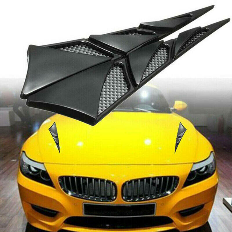 Pegatinas de Exterior para capó de coche, cubierta de ventilación de entrada de aire lateral Universal, color negro, accesorios de estilo de coche, 1 par